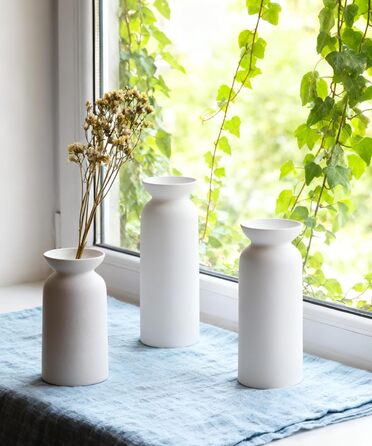 Керамічні вази 3 шт., сучасний мінімалізм, декор для дому, вази для пампасних трав, вітальня (12 білий)