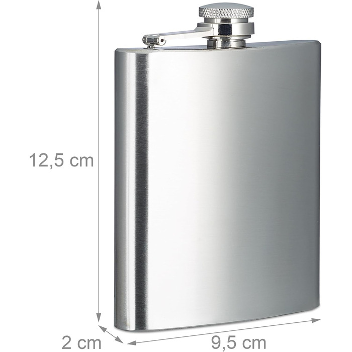 Набір флаконів Relaxdays, 10 шт., 200 мл, нержавіюча сталь, для напоїв, з кришкою, сріблясті