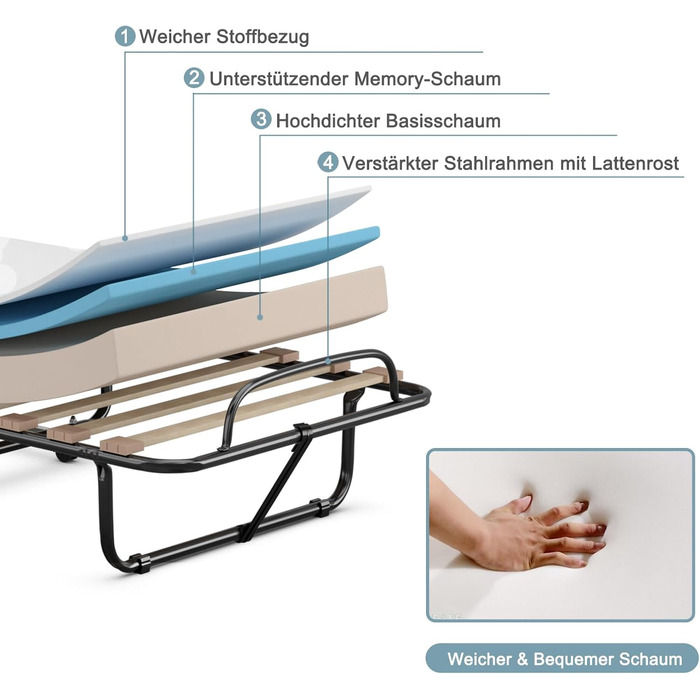 COSTWAY Foldable Guest Bed with Foam Mattress