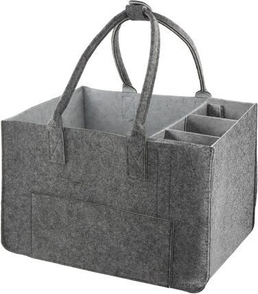 Felt bag shopping bag with compartments, large felt bag 30L foldable felt bags shopper, foldable and robust felt shopping baskets, felt bag with compartments felt bag bottle bag firewood bag
