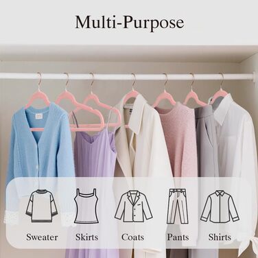 22 шт. плюшеві вішалки для одягу Stormix для дорослих, преміум-якість, антиковзаючі, ультратонкі, для костюмів, сорочок, суконь, темно-рожевого кольору (гачки рожевого золота)