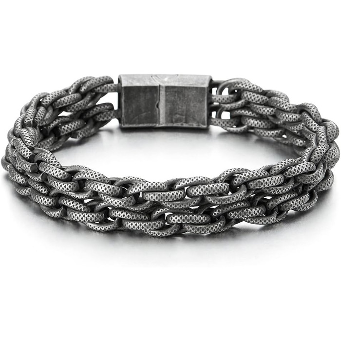 Чоловічий браслет COOLSTEELANDBEYOND з нержавіючої сталі, плетіння, шорстка поверхня