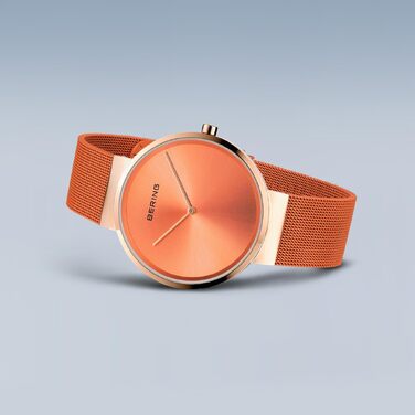 Кварцовий годинник Bering Unisex 39 мм зі сталевим корпусом, міланським плетінням та сапфіровим склом, 5 ATM (14539-565)