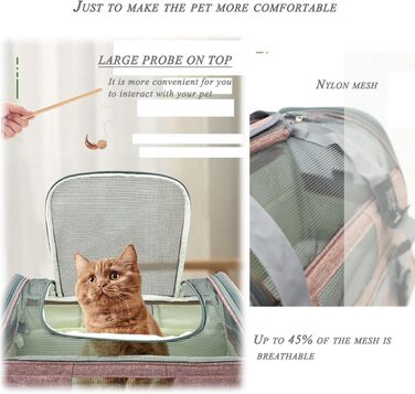 Трансформер-переноска для котів та собак з підкладкою з флісу та сіткою, велика місткість, з плечовим ременем (рожевий)