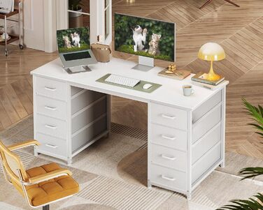 Комп'ютерний стіл Coleshome з 8 висувними ящиками для зберігання, білий (120x48 см)