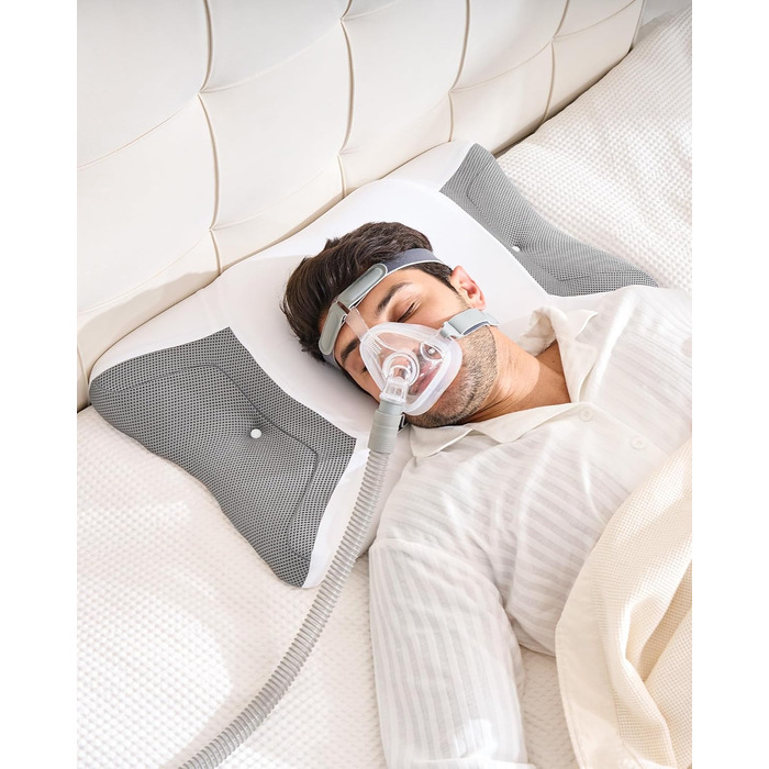 Ергономічна подушка з ефектом пам'яті (Memory Foam) для шиї та голови, підтримка для сну на боці, спині та животі, дихаючий чохол, біла, 65 x 40 x 9/11 см