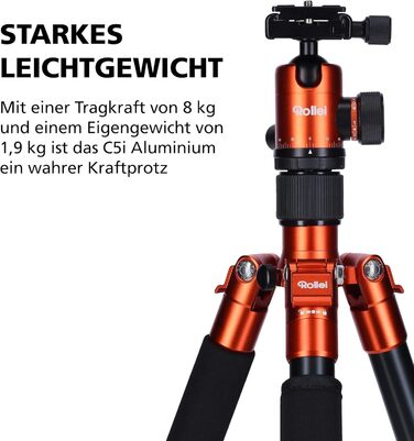 Штатив Rollei C5I Orange: легкий, алюмінієвий, для макрозйомки та подорожей | Monopod