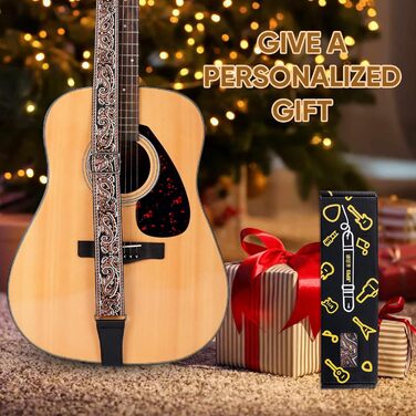 Гітарний ремінь Jacquard з вишитою бавовною та шкіряними кінцями для акустичної гітари (Gs-08-4 Brown Embroidery)