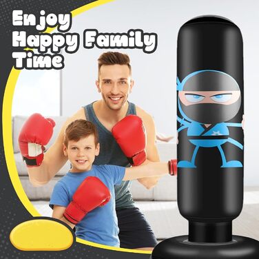 Дитячий боксерський мішок EIVONDA 160см з рукавичками та насосом для боксу, MMA, карате, таеквондо. Чорний