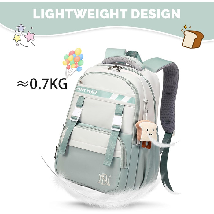 Шкільний рюкзак IvyH для дівчаток, водонепроникний, для 5-9 класів, з великою місткістю, зелений