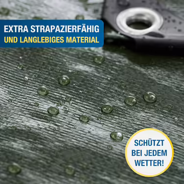 Professional Tarp 240 g/m² [3x4m] - Robust woven tarp with eyelets - Waterproof and UV-resistant tarp - Outdoor tarp - Weather-resistant all-purpose tarp including 6 tarp straps (4 x 5 m)