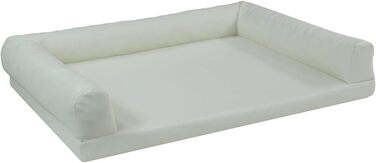 Ортопедичне ліжко для собак Juelle з штучної шкіри, софа з матрацом для великих собак. Знімна наволочка, придатне для прання в пральній машині, Lord L-XXL (100x75 см, Білий) M - 100x75x20 см Білий