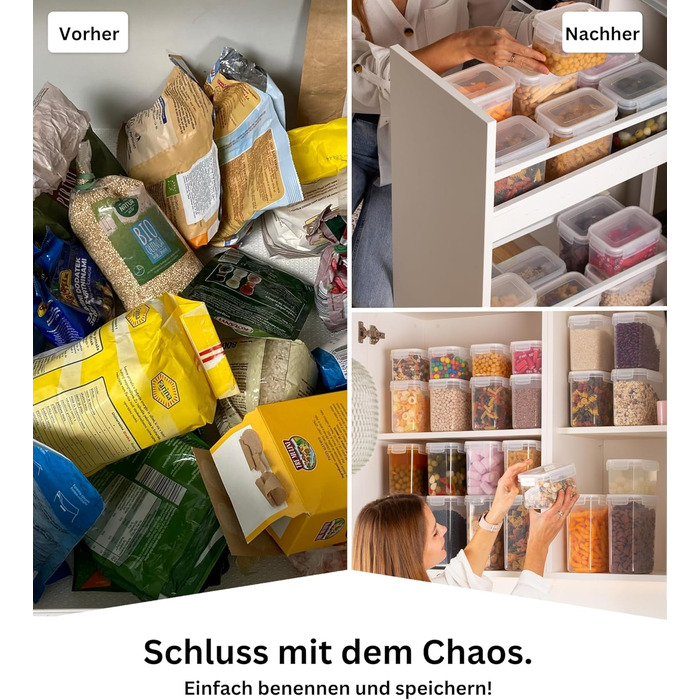 Набір контейнерів для зберігання Deco haus® з кришкою (24 шт.) - для кухні, продуктів, круп, борошна