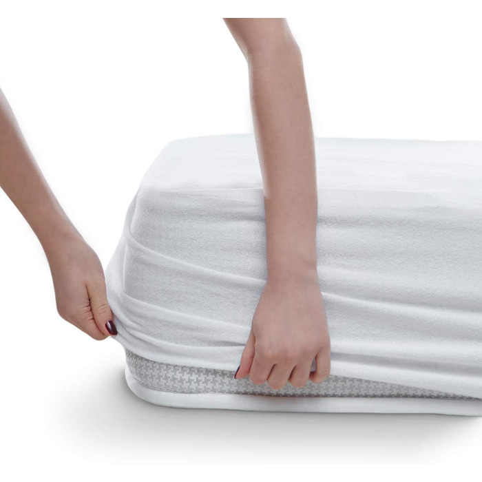 Alreya Waterproof Mattress Protector Breathable Cover with All-Round Cover 90 cm x 200 cm (2-Pack) Mattress Topper without Crinkling, Cotton Mattress Protector