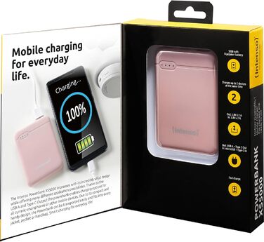Powerbank Intenso Powerbank XS 5000mAh - зовнішній акумулятор для смартфона, планшета, MP3-плеєра, цифрової камери (рожевий)