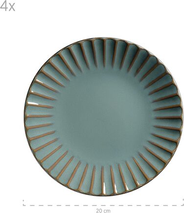 MÄSER Confino Dinnerware Set - 20 Piece Ceramic Dinner Set for 4 - Vintage Style with Black Accents (Petrol Color)