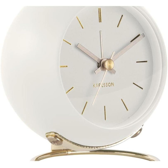 Karlsson [DL] Alarm Clock Globe White, design Armando Breeveld. Dimensions: Diameter 9.5cm, Height 10.5cm, Depth 7cm. Battery not included (requires 1 AA battery).
