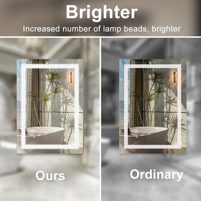 Дзеркало для ванної кімнати Sanitemodar LED 50x70 см з підсвічуванням, протизапотівальне, з сенсорним вимикачем