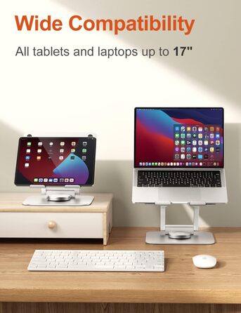 Adjustable Laptop Stand with 360° Rotation - Ergonomic Desk Stand for 10-17
