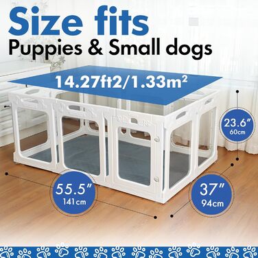 Клітка для собак, прозора, з дверцятами, висота 61 см, 12 панелей, зменшує тривожність, для цуценят та маленьких собак, біла