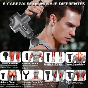 ALDOM Electric Massage Gun - Muscle Therapy Device with 30 Speed Settings & 8 Attachments - Percussion Massager for Men & Women