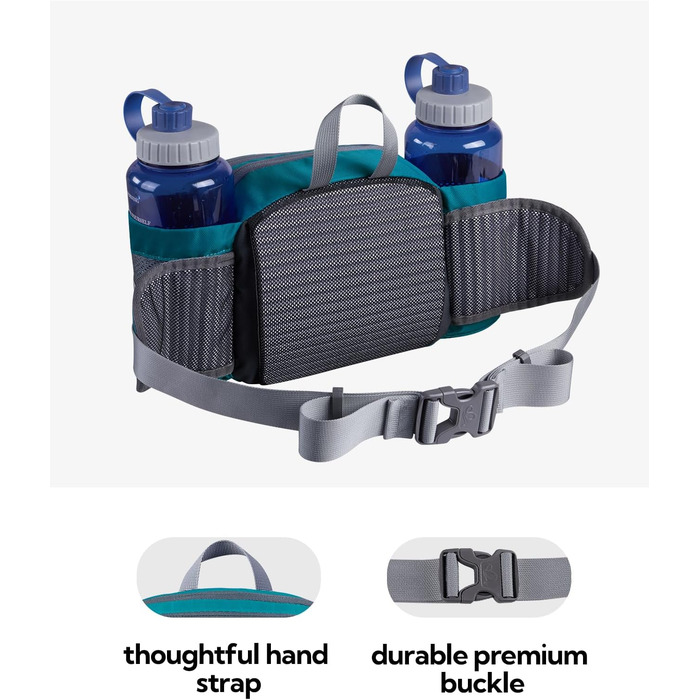 Гірчатка WATERFLY з тримачем для пляшки, регульований ремінь, поясна сумка для собак, кишеня для телефону, водонепроникна, для піших прогулянок, подорожей, кемпінгу (зелена)
