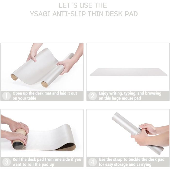 Підкладка для столу YSAGi, килимок для миші з шкіри та антиковзким замшевим покриттям, багатофункціональна підкладка для офісу, ноутбука, захист столу для офісу/домашнього офісу (80x40 см) (Шампань, 90*43 см)