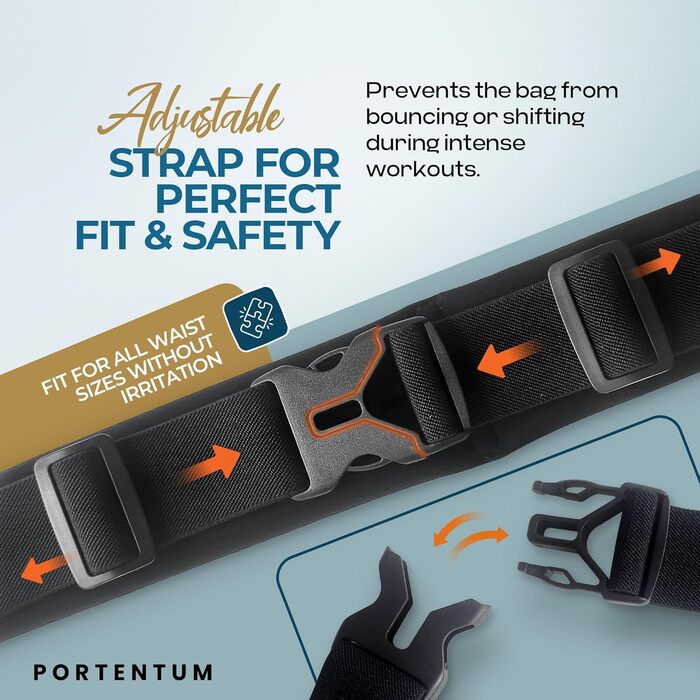 Портентум Поясна Сумка Laufgürtel, Чорна, Унісекс, для всіх розмірів до 150 см