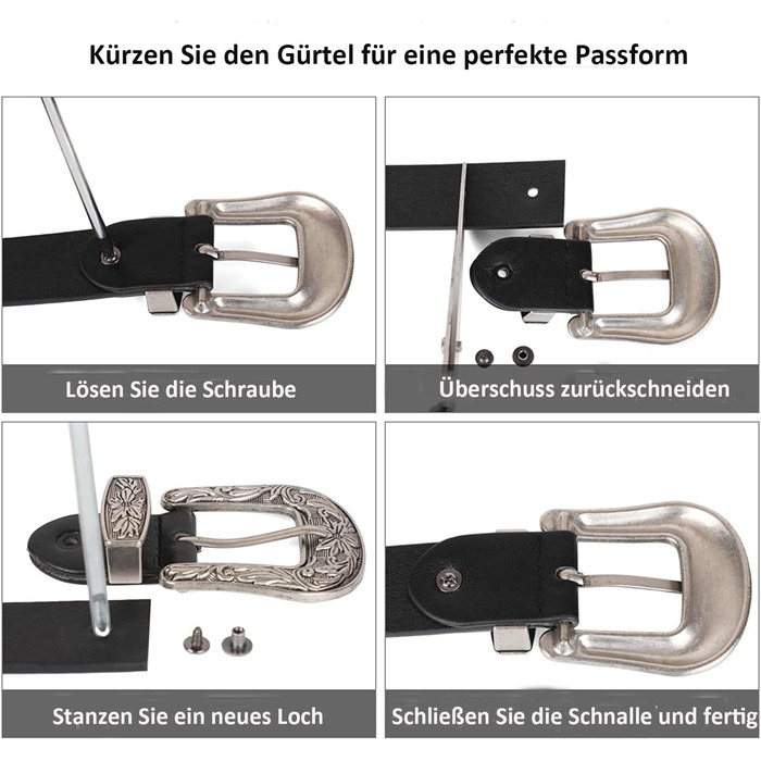 Жіночий шкіряний ремінь JasGood для джинсів та штанів, вінтажний стиль, колір чорний, розмір M (110 см)