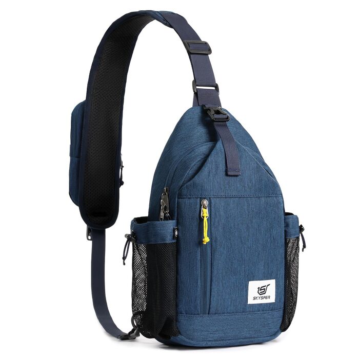 Чоловіча сумка через плече SKYSPER: стильна, з захистом від крадіжок, для подорожей, прогулянок та активного відпочинку (блакитна)