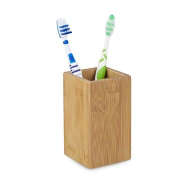 Relaxdays Bamboo Toothbrush Holder