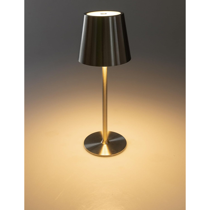 Настільний світильник акумуляторний ChiliTec 30см, LED, димується, USB зарядка, IP44, тепле світло, сенсорний вимикач, срібний