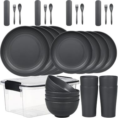 Набір посуду з PP | Легкий та незламний сервіз з 16 предметів для дітей та дорослих, тарілки, миски, чашки