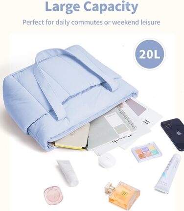 Сумка жіноча Narwey Shopper велика, легка - робоча сумка, сумка для навчання, сумка на плече, сумка-тоут з багатьма кишенями (Синя)