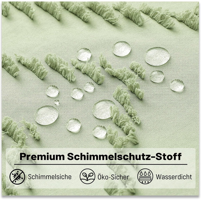 Штора для душу BTTN 180x180 см, Бохо, бежева з китицями, водонепроникна, з гачками (12 шт.)