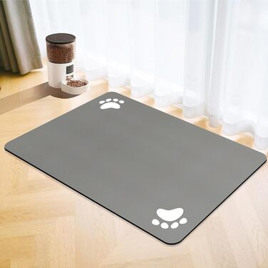 Підкладка під миску для собак та котів, сіра, 43x80 см - швидковисихаюча, неслизька