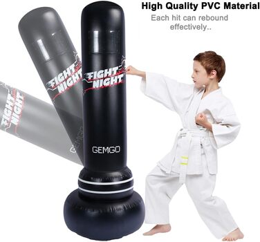 Boxsack with stand for children and adults, JanTeelGO children's boxing bag 180 cm with pocket design, 0.4 mm thick PVC Big Speed Ball – Instant rebound, Tumbler for Karate