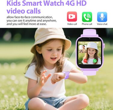 Дитячий розумний годинник Smartwatch з GPS, 4G, відеодзвінками, SMS, WiFi, SOS, крокомером, іграми, для дітей від 4 років, фіолетовий