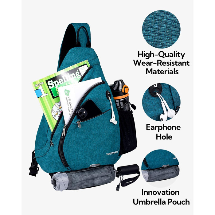 Сумка через плече Waterfly - спортивна, для туризму, велопоходів, подорожей (Pfauenblau)