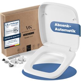 Преміум сидіння для унітаза Wilford & Sons D-подібне, біле, з мікроліфтом (м'яке закриття), матеріал Duroplast, прямокутна форма