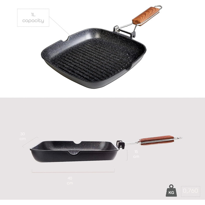 Сковорода-гриль Wecook! Ecochef 24x24 см, алюмінієва з антипригарним покриттям