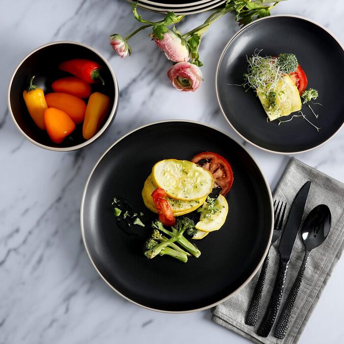 Набір посуду Gibson Home Kenwood Shores, 16 предметів, зелено-смугастий, ручної роботи, для 4 осіб, миючий посуд, посудомийна машина