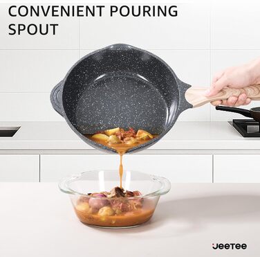 JEETEE 23-Piece Nonstick Granite Cookware Set - Induction Compatible, Pink Cookware Set for All Cooktops - Perfect Housewarming Gift