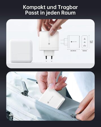 Зарядний пристрій USB-C 120W NOVOO GaN III 3-порти, кабель USB-C PD 100W для MacBook Pro 14