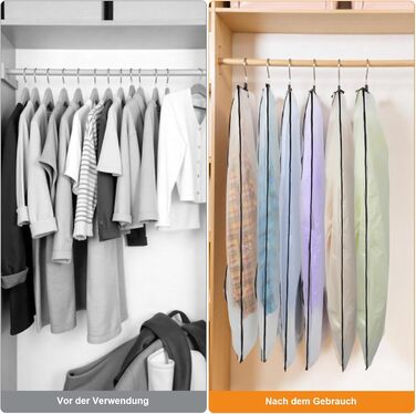 12 містких мішечків для одягу Dntorx, 60x100 см, PEVA, прозорі, з блискавкою. Захист для костюмів, сорочок, пальто.