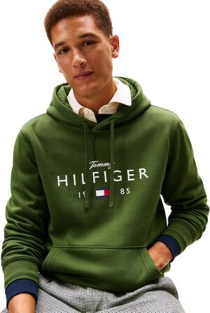 Чоловічий худі Tommy Hilfiger Brand Love Big Hilfiger з капюшоном, колір Green Mountain Pine, розмір XS