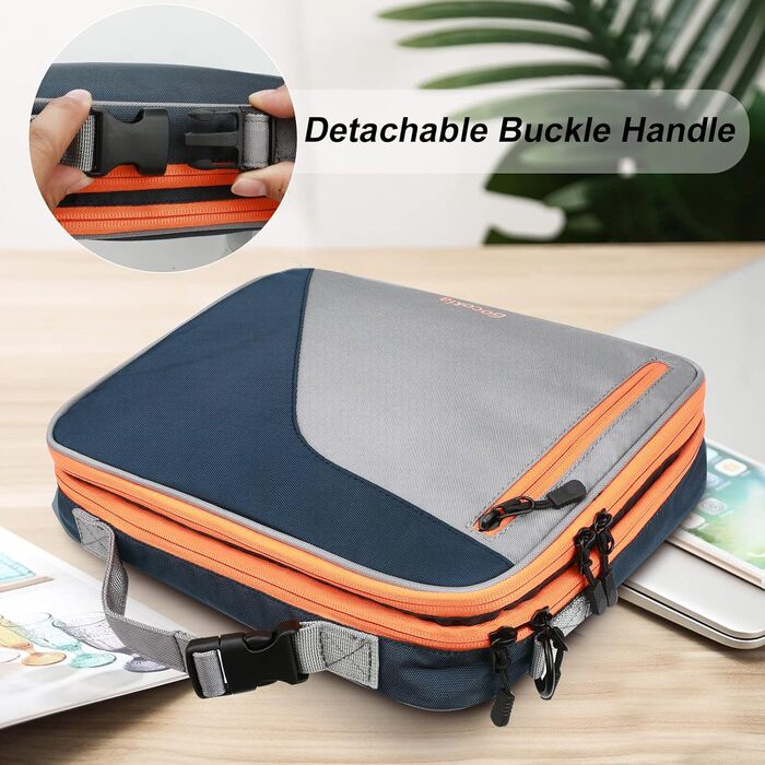 Gocokia Double Layer Travel Cable Organizer Bag with Shoulder Strap, 27 Game Storage Pockets for Switches, Electronic Storage Bag for 29.6 cm