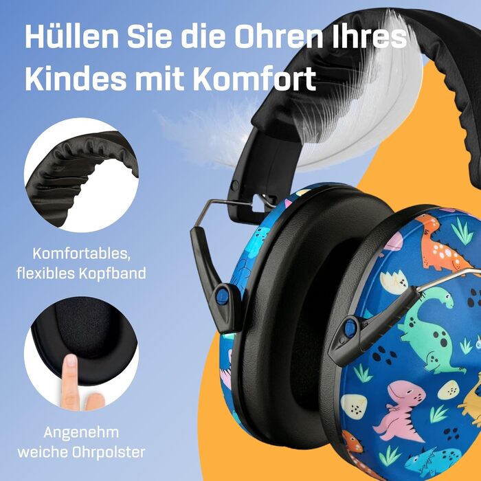 Навушники захисні Vanderfields Premium для дітей 3-12 років, широкого спектру, шумозаглушення 33.2 dB, Dinosaur Club