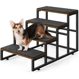 Сходинка для тварин до вікна, багатоярусне ліжко для собак зі сходинками, 4-ступенева сходинка для високих ліжок для маленьких собак і котів (Коричнева, 4 сходинки)