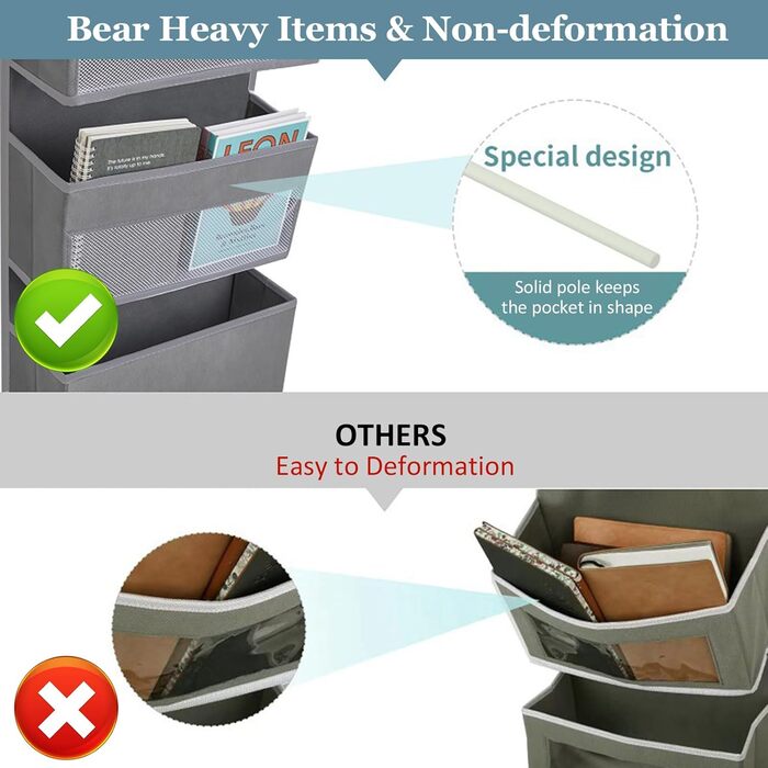 Органайзер для дверей, 5 кишень, з гачками, сірий. Організатор для ванної, шафи, кемпінгу, 150x36.5x14 см